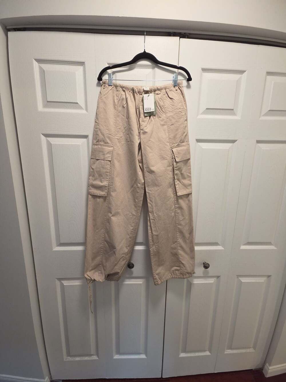 H&M Cargo Pants Size S Beige Drawstring Waist